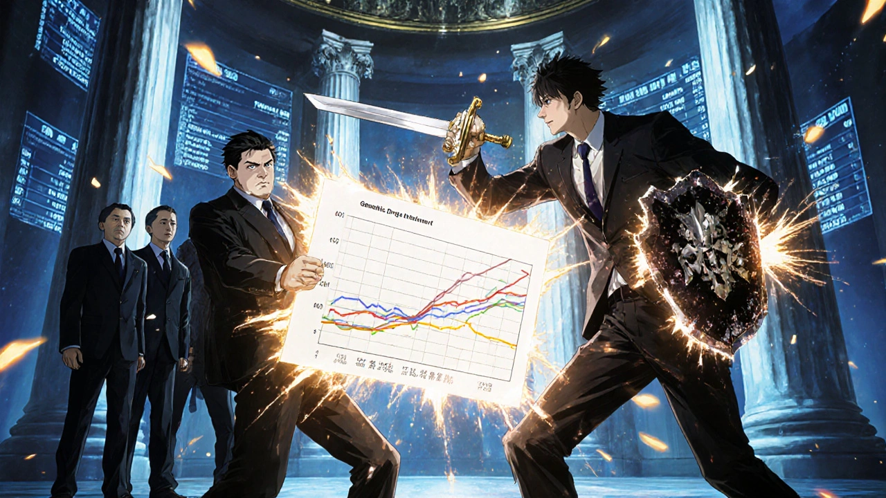 Medicare officials wielding a benchmark price sword against a pharmaceutical executive.