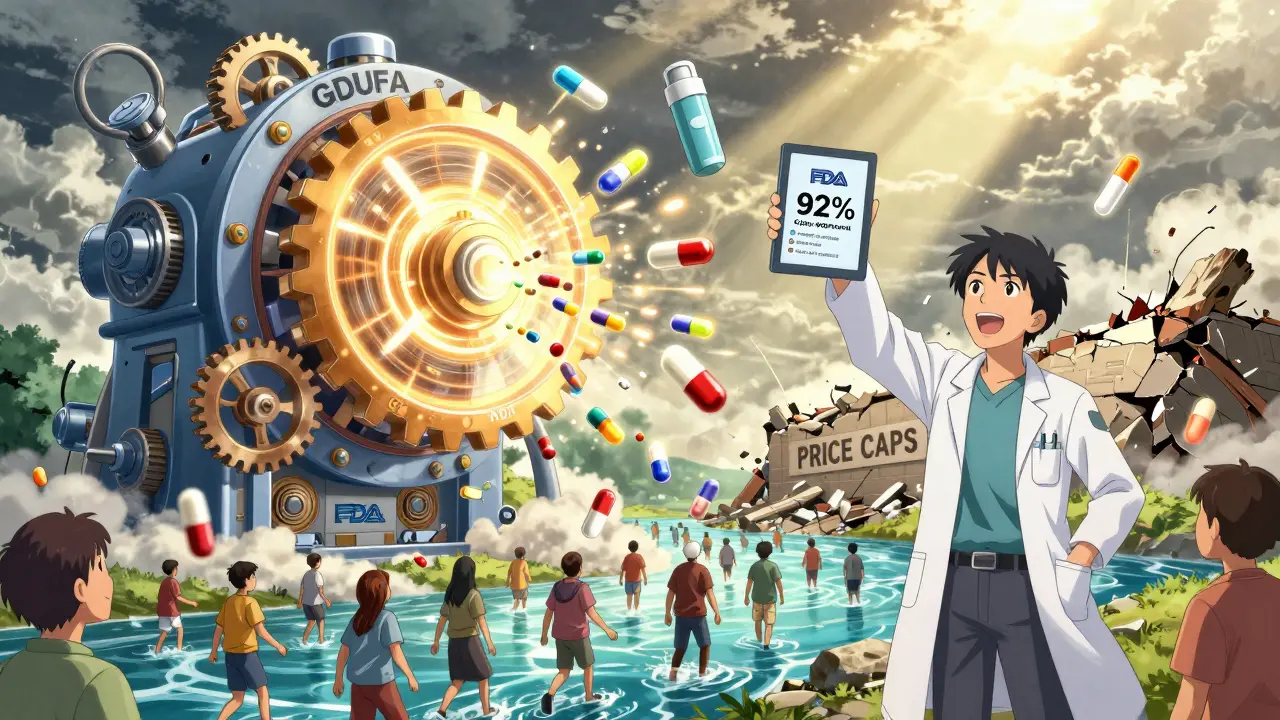 An FDA approval machine speeds up generic drug production as price caps crumble in the background.