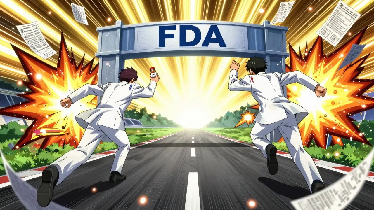 Two teams compete in a dramatic race to win FDA orphan drug exclusivity.