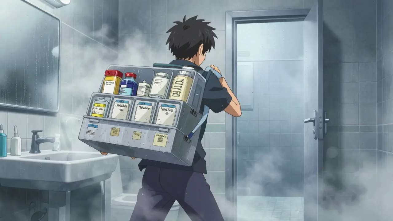 Moving medicine away from humid bathroom